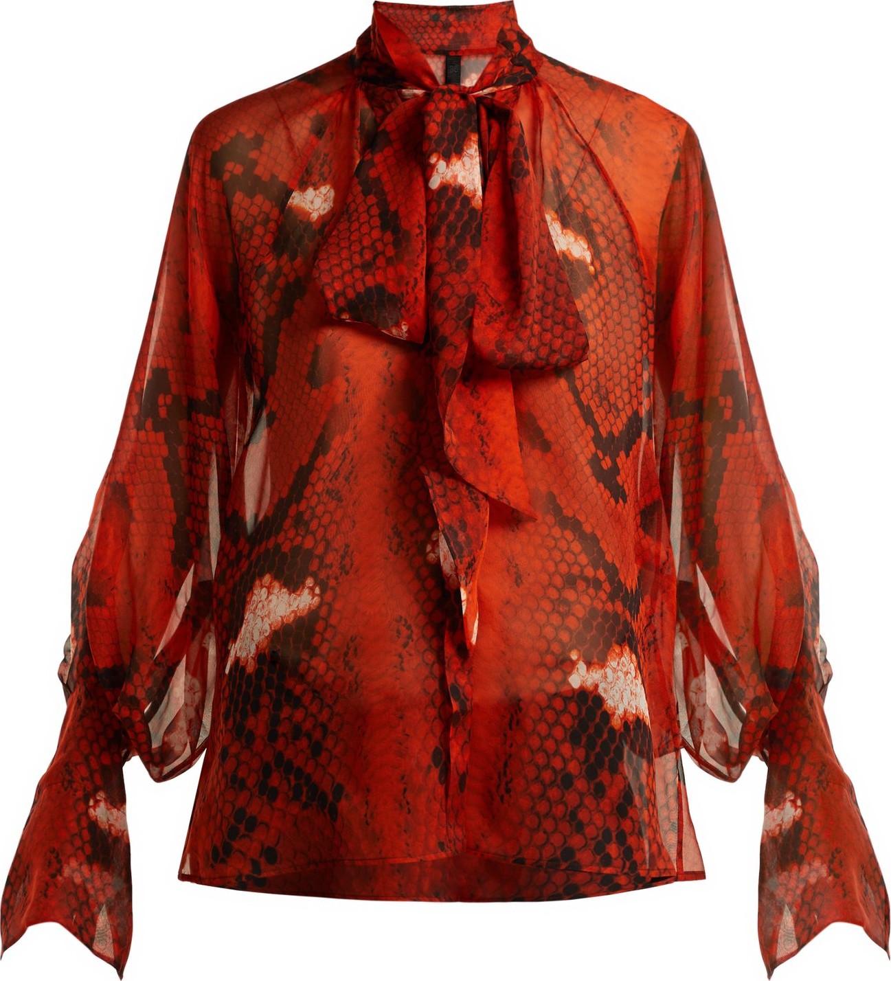 Petar Petrov Bea snake-print pussy-bow silk blouse