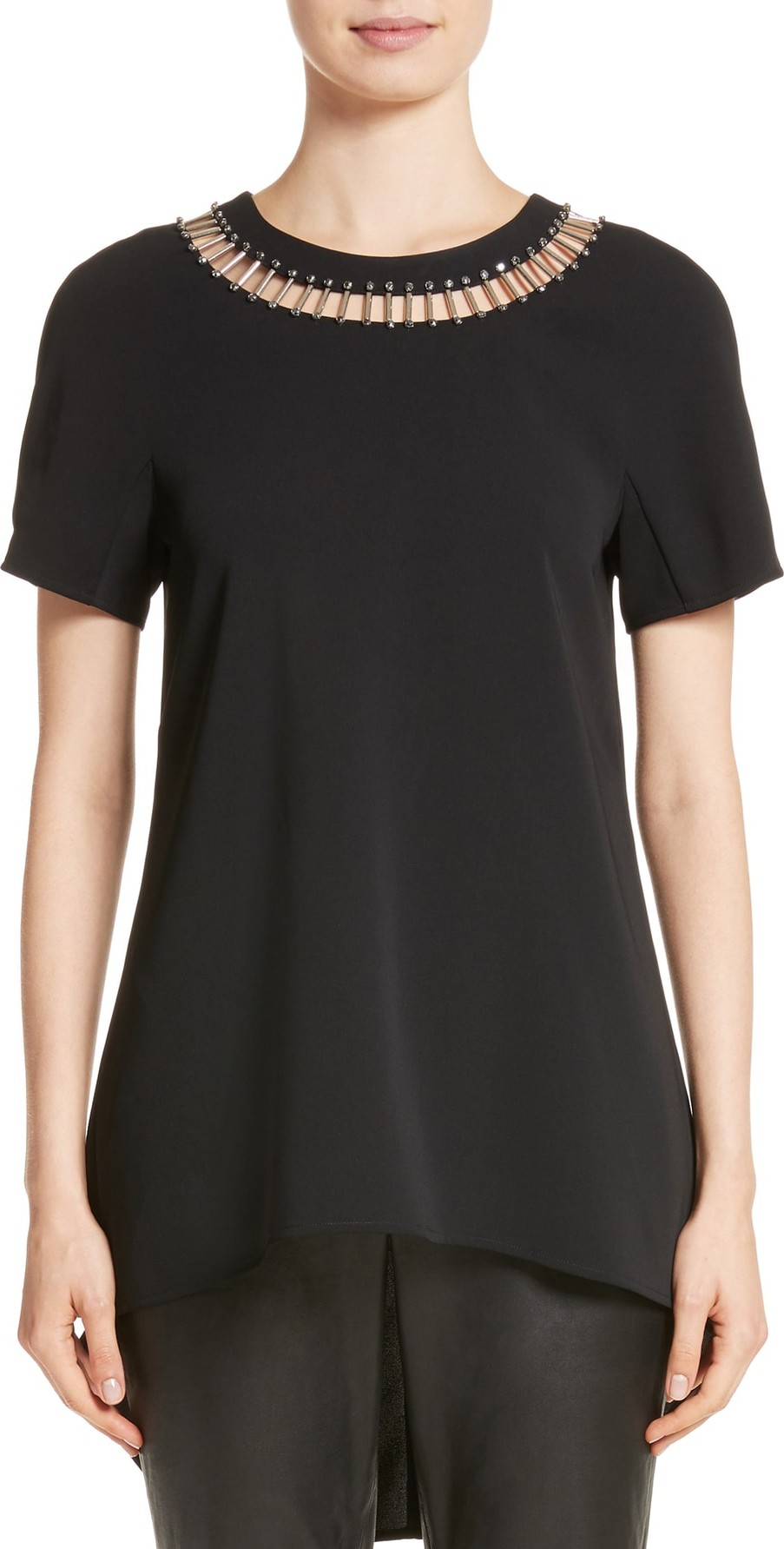 St. John Embellished High/Low Top