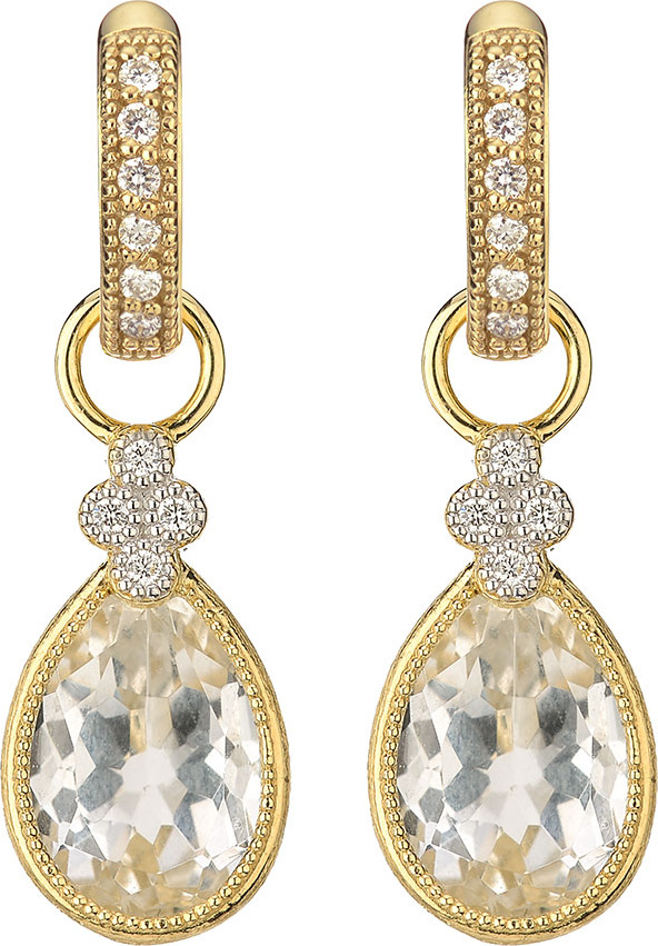 Jude Frances Provence White Topaz Pear Earring Charms with Diamonds