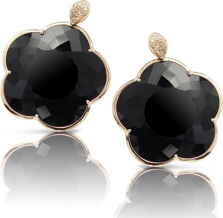 Pasquale Bruni Bon Ton 18k Rose Gold Black Onyx Earrings w/ Diamonds