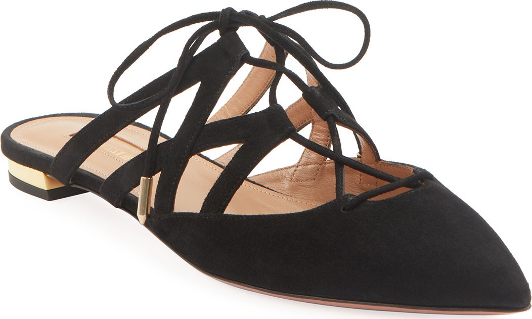 Aquazzura Belgravia Flat Suede Mules