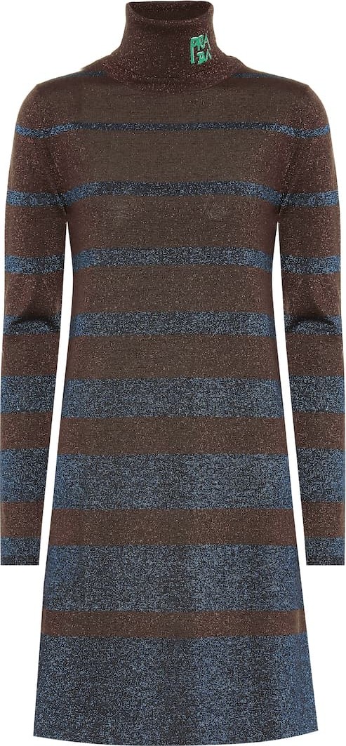 Prada Metallic wool-blend sweater dress