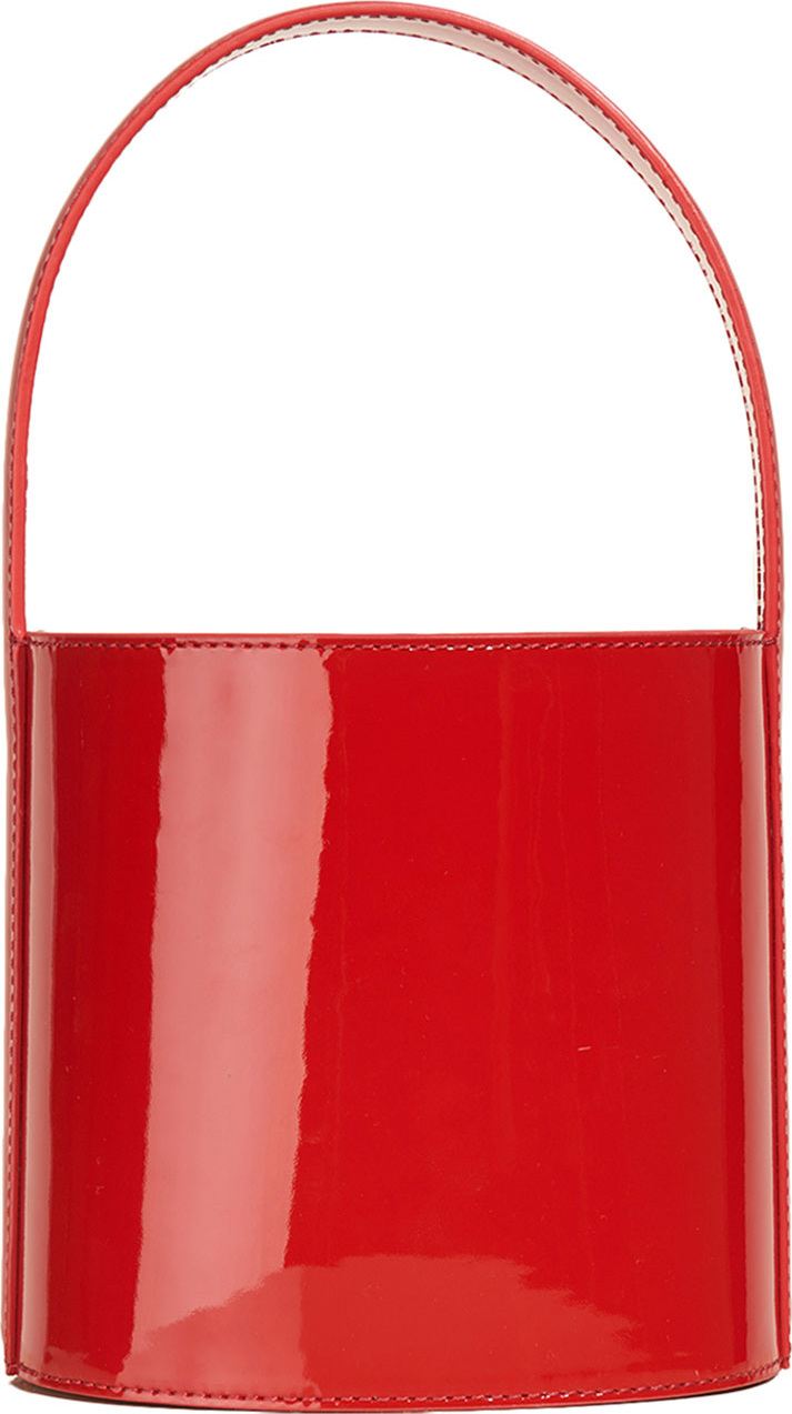 Staud Bisset Patent Leather Bucket Bag, Red