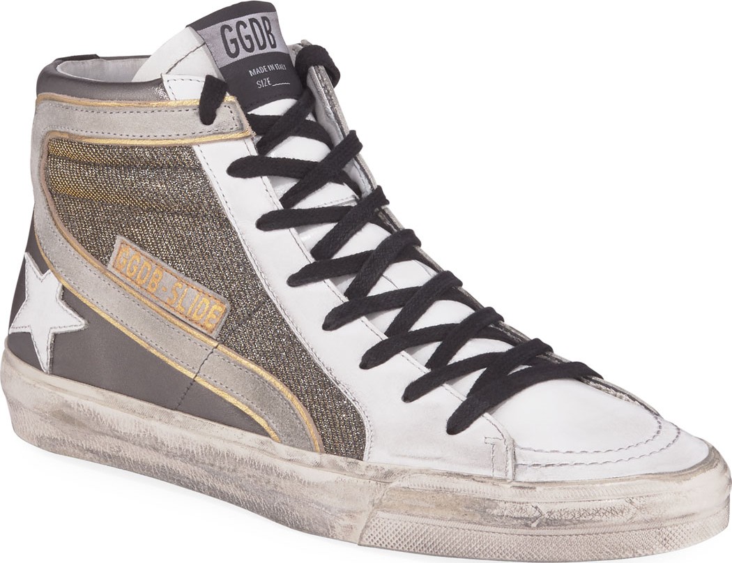 Golden Goose Deluxe Brand Metallic Slide High-Top Sneakers
