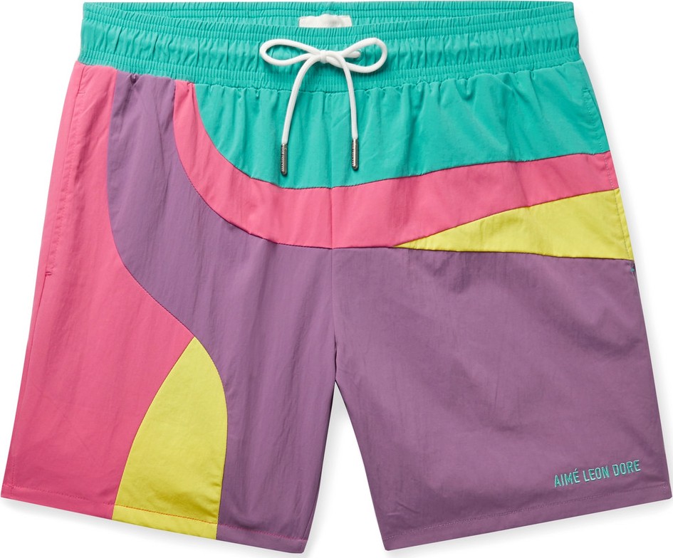 Aimé Leon Dore Logo-Embroidered Colour-Block Swim Shorts