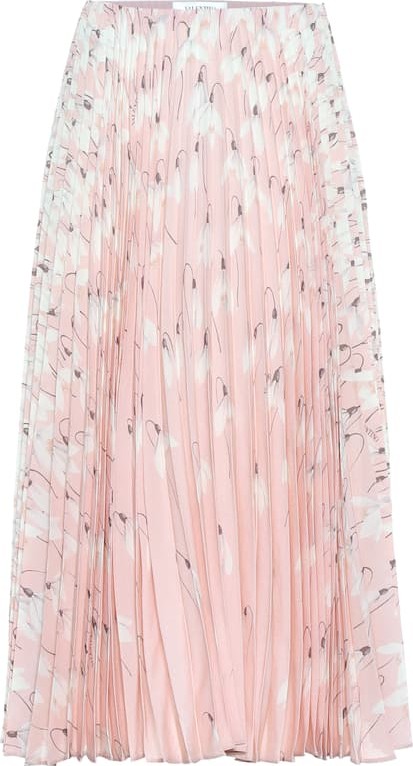 Valentino Pleated silk midi skirt