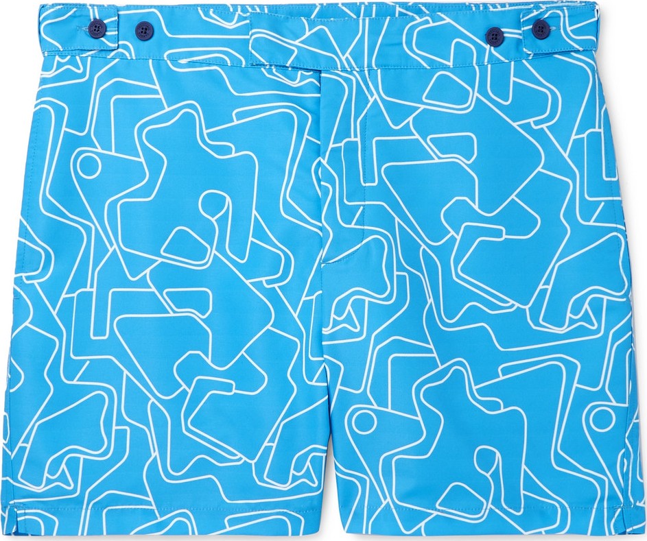 Frescobol Carioca Aerial Mid-Length Printed Swim Shorts