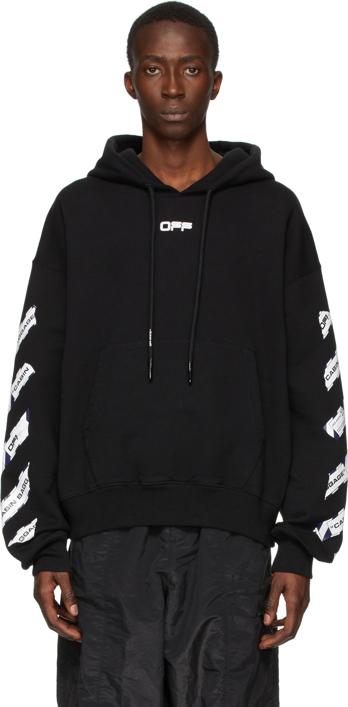 Off White Black Airport Tape Hoodie