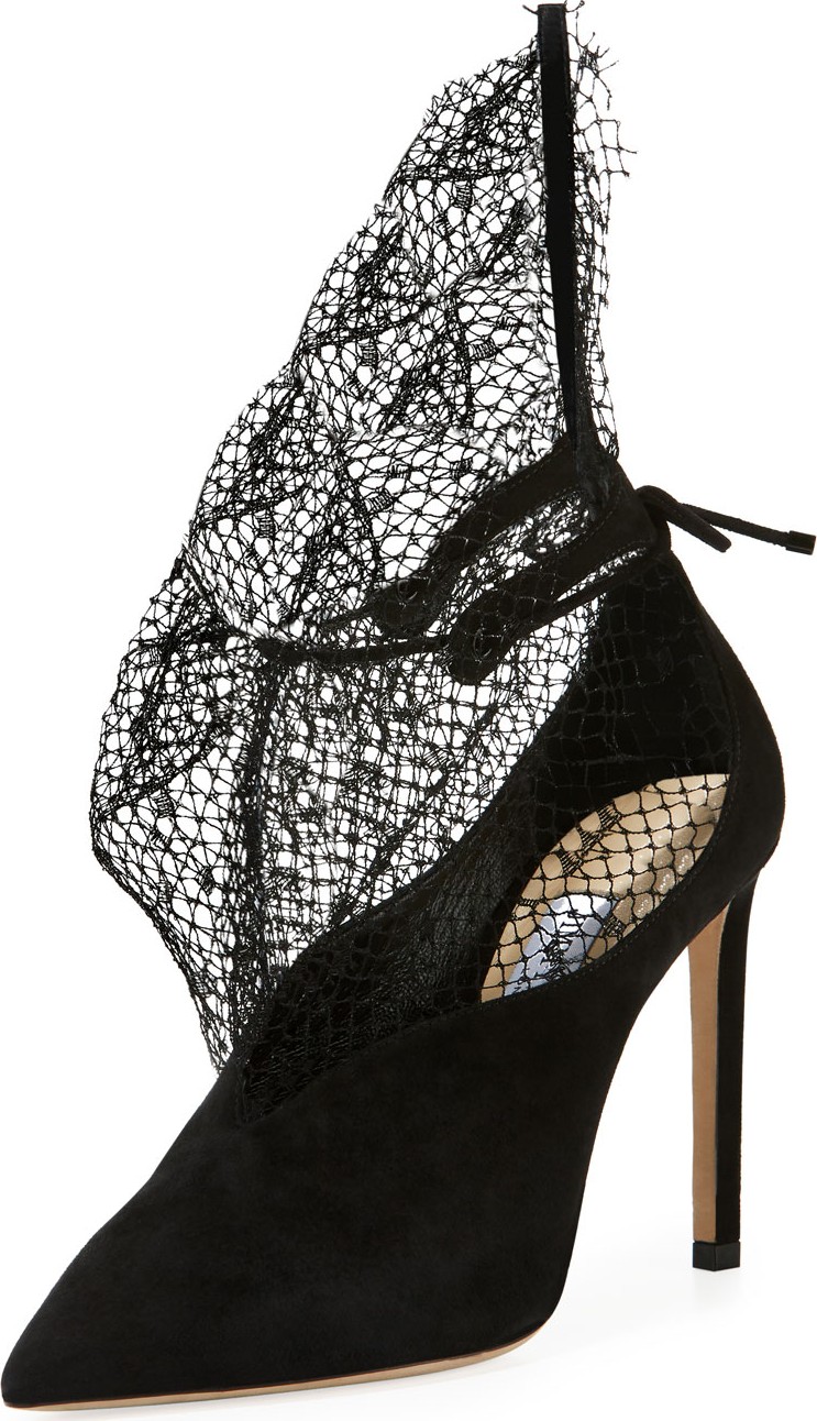 Jimmy Choo Leanne Suede Pumps with Sculptural Netting