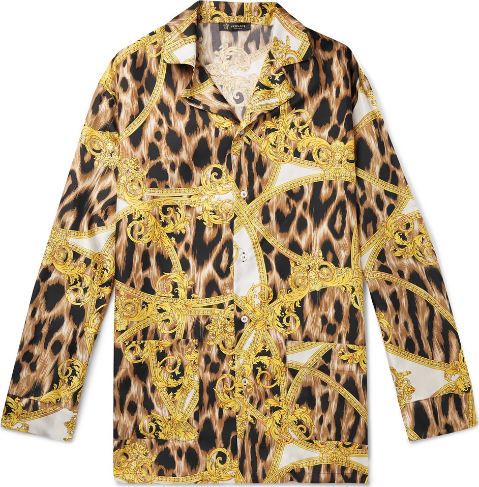 Versace Camp-Collar Printed Silk Pyjama Shirt