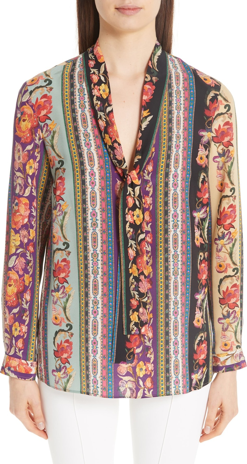 Etro Rocking Bloom Print Silk Blouse