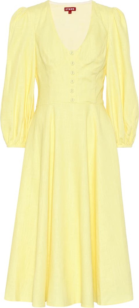 Staud Birdie linen-blend midi dress