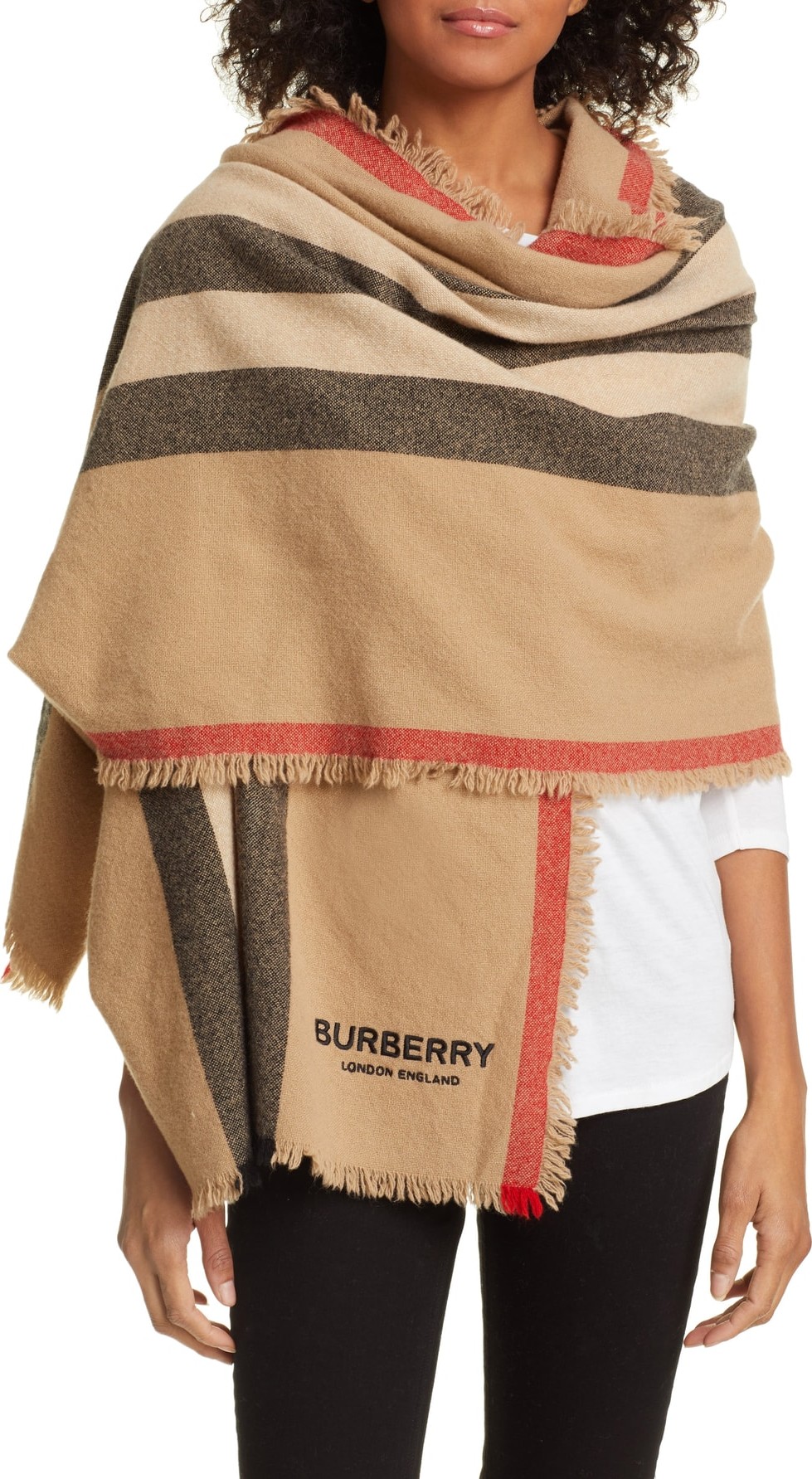 Burberry London England Heritage Stripe Wool & Cashmere Scarf