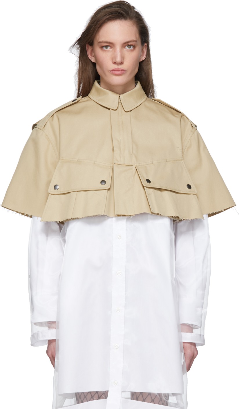 Maison Margiela Beige Cropped Cape Jacket
