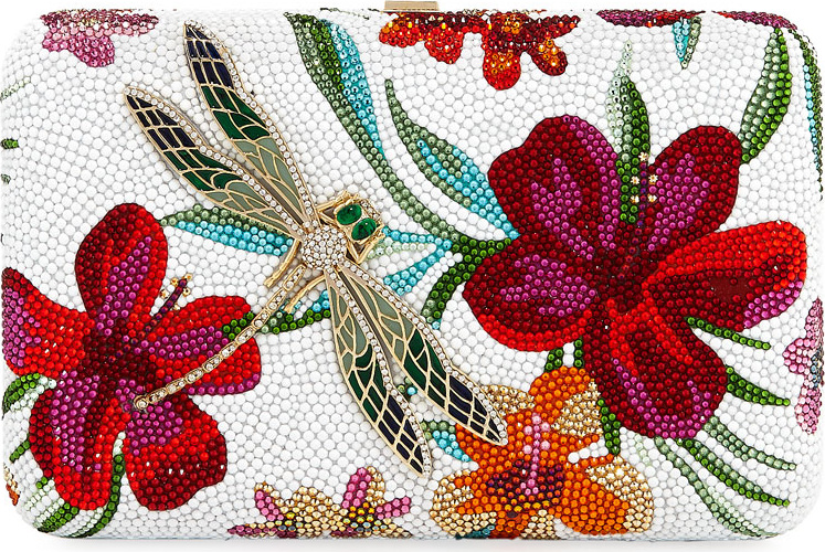 Judith Leiber Seamless Hibiscus Crystal Clutch Bag