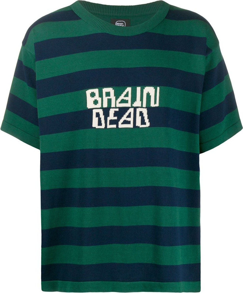 Brain Dead Striped logo T-shirt