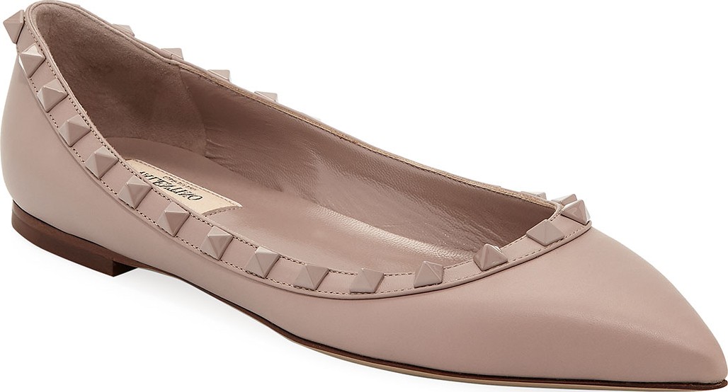 Valentino Rockstud Smooth Calf Leather Ballet Flats