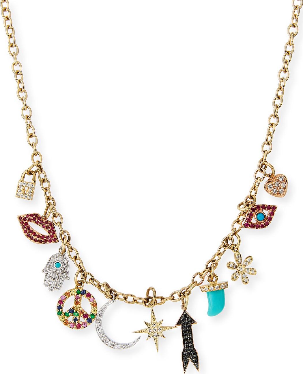 Sydney Evan Multi Charm Necklace with Diamonds