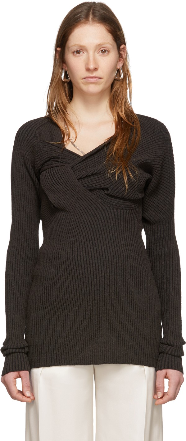 Bottega Veneta Brown Draped Knit Sweater