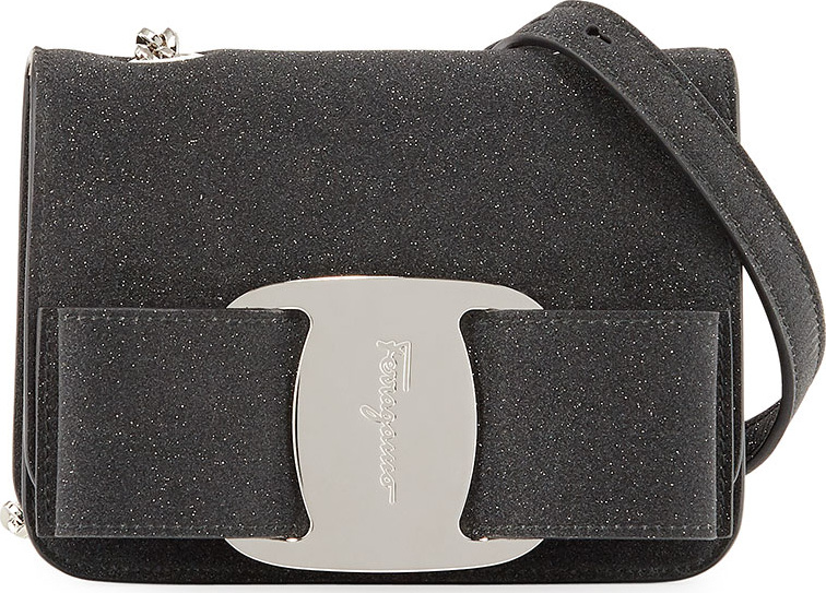 Salvatore Ferragamo Vara Rainbow Glitter Leather Shoulder Bag