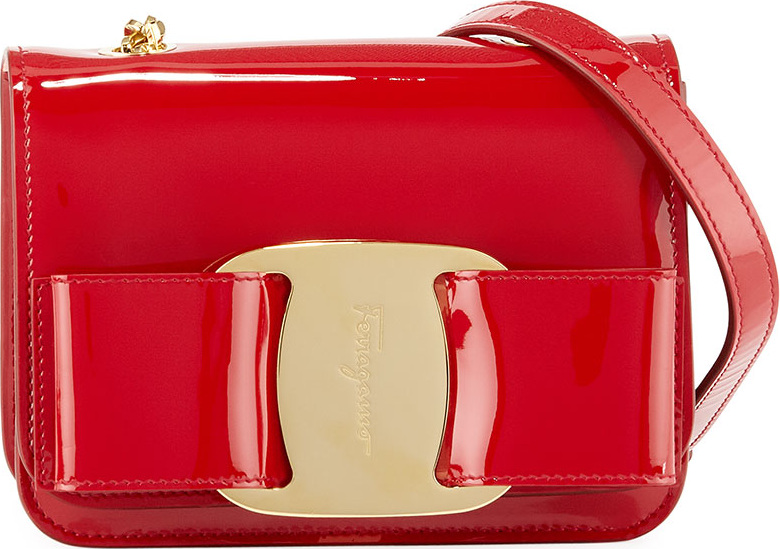 Salvatore Ferragamo Vara Rainbow Patent Shoulder Bag