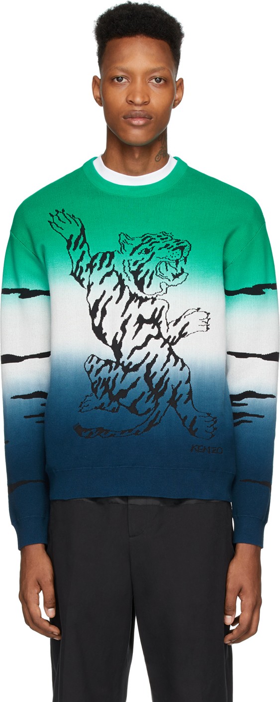 KENZO Green Gradient Tiger Sweater