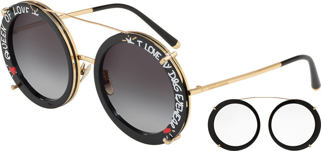 Dolce & Gabbana Round Clip-On Front Metal Sunglasses