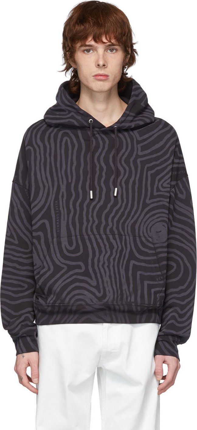 Eckhaus Latta Grey Spiral Hoodie