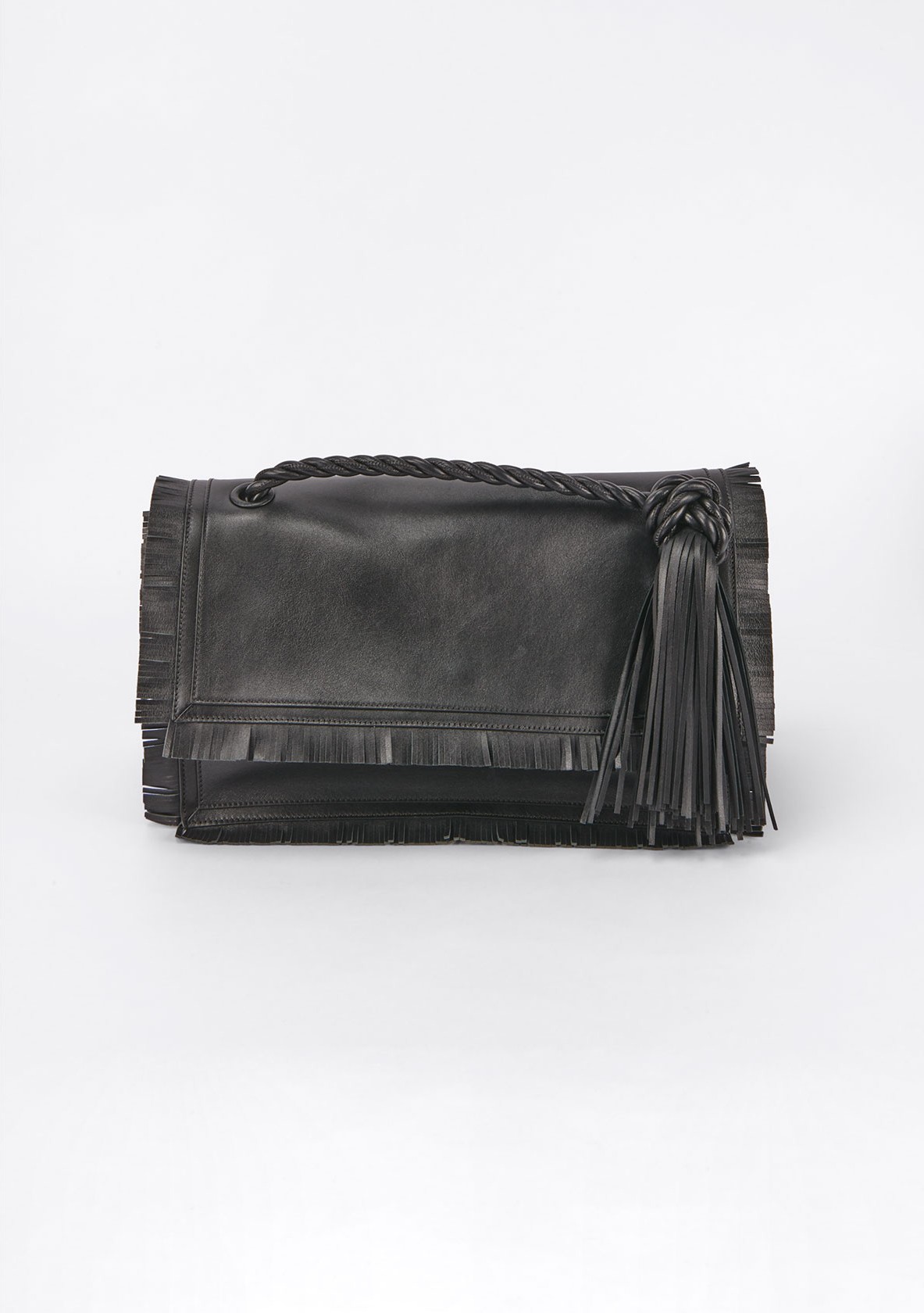 Valentino The Rope Fringe Leather Clutch Bag