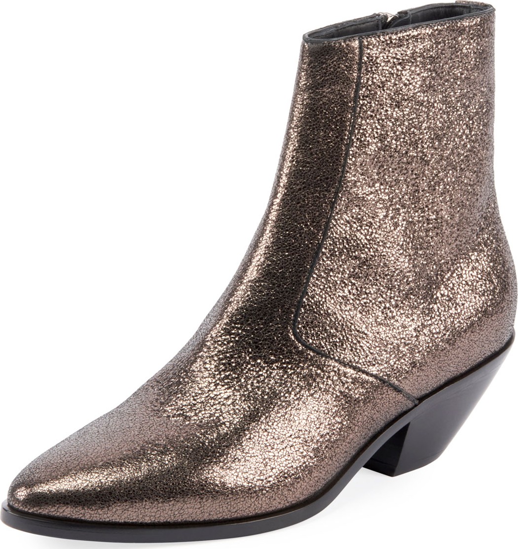Saint Laurent West Metallic Zip Booties