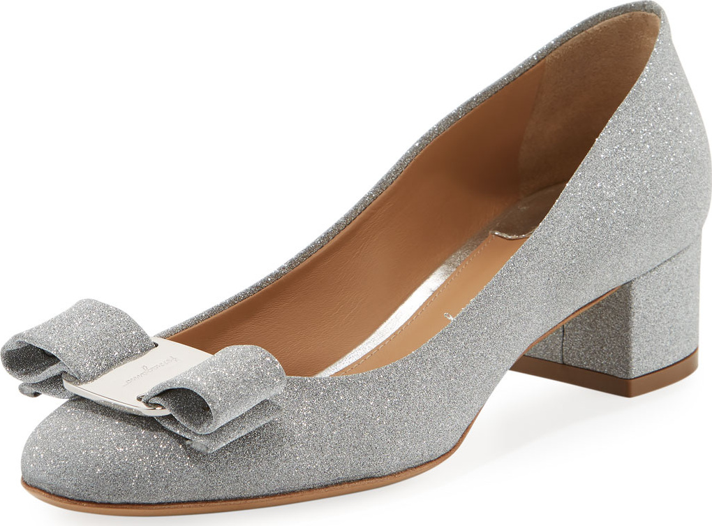 Salvatore Ferragamo Vara 1 Glitter Vara Bow Pump