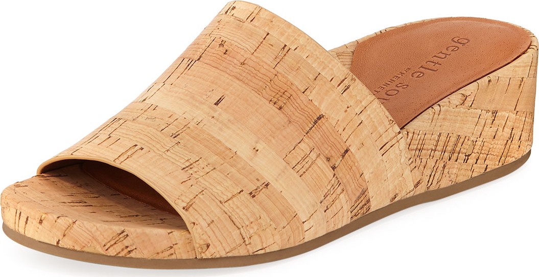Gentle Souls Gisele Cork Demi-Wedge Slide Sandals