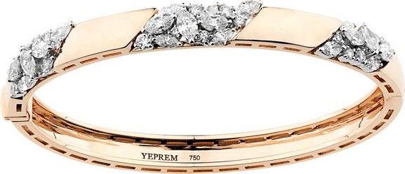 Yeprem Round & Marquise Diamond Bangle in 18k Gold