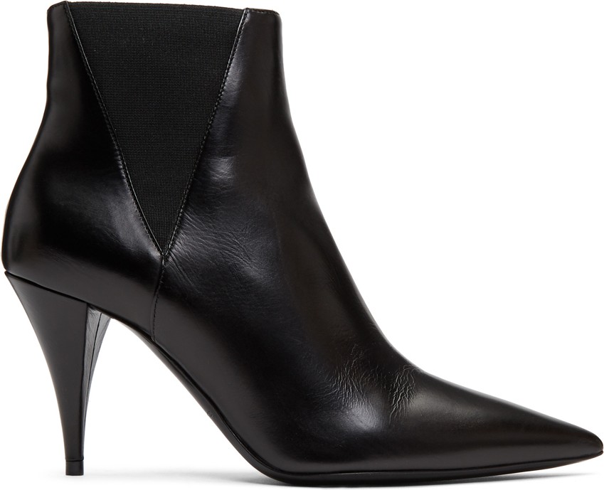 Saint Laurent Black Kiki Heeled Chelsea Boots