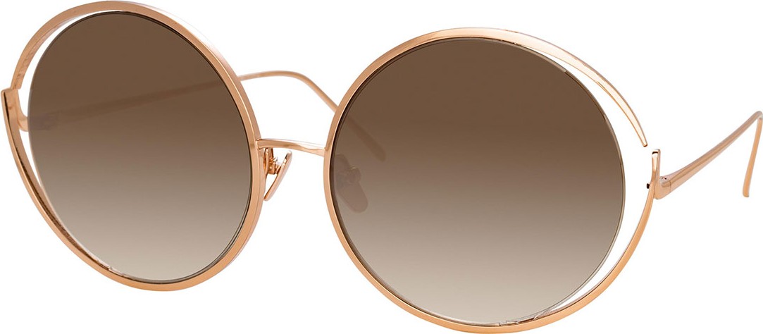 Linda Farrow Round Open-Temple Gradient Sunglasses, Red Pattern