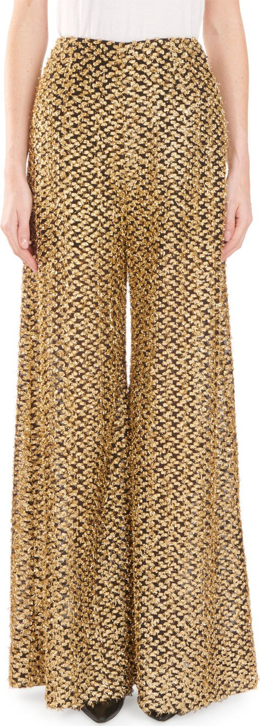 Roland Mouret Metallic Fil Coupé Wide-Leg Pants Pants