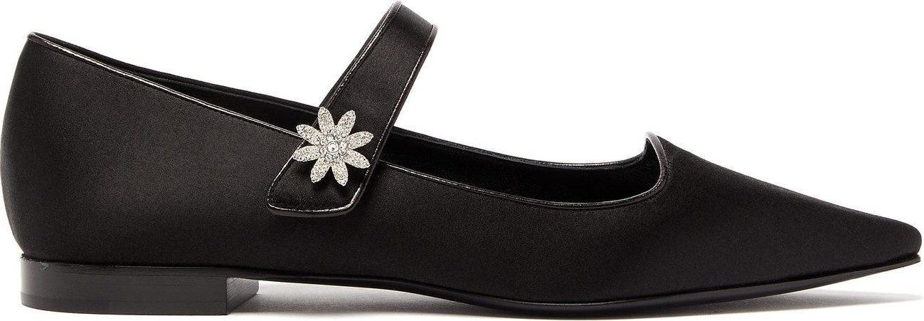 Fabrizio Viti Davis crystal-daisy satin Mary-Jane flats