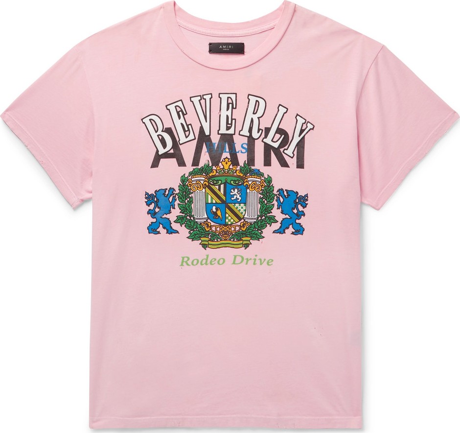 Amiri Distressed Printed Cotton-Jersey T-Shirt