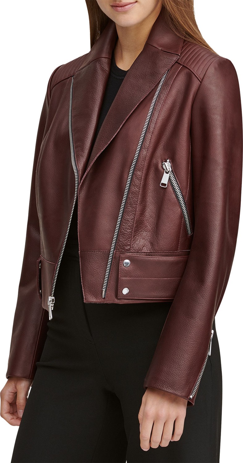Andrew Marc Paley Pebbled Leather Moto Jacket