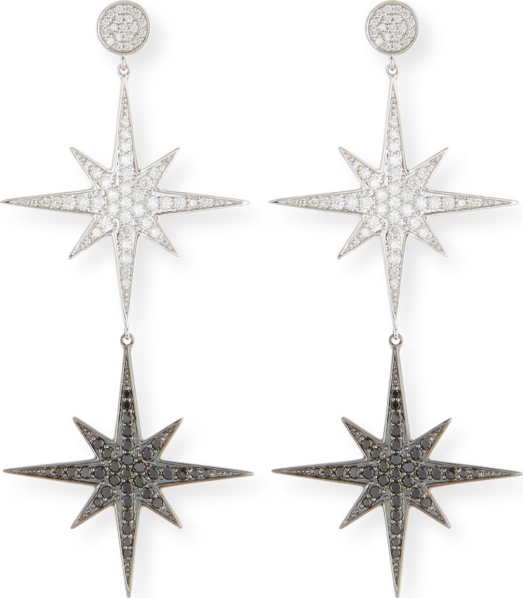 Sydney Evan 14k Two-Tone Diamond Starburst Drop Earrings