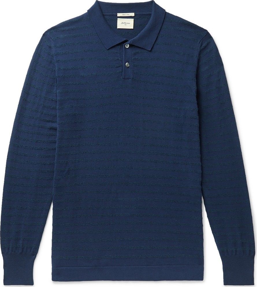 Bellerose Striped Cotton-Blend Polo Shirt