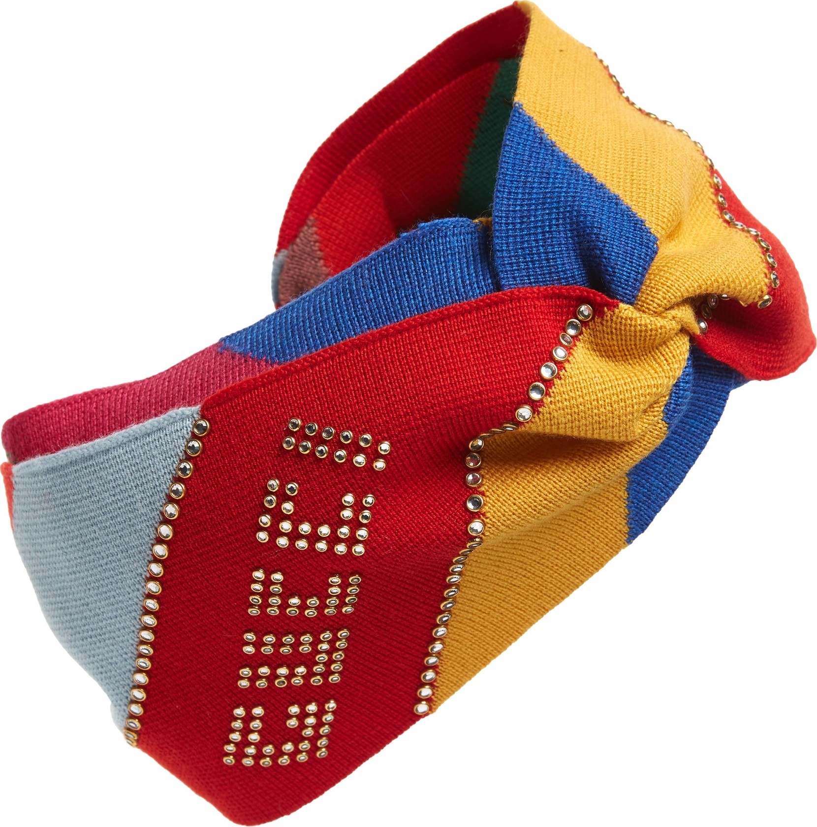 Gucci Crystal Logo Wool Knit Twist Head Wrap