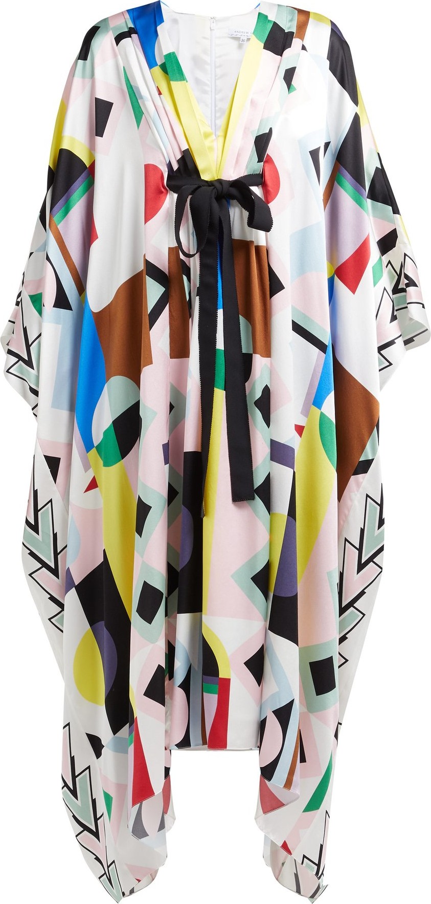 Andrew Gn Malovich geometric-print silk-satin kaftan dress