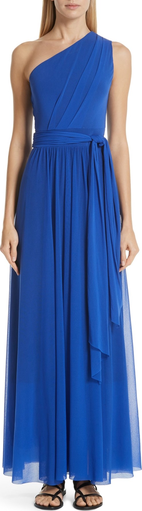 Fuzzi Tulle One-Shoulder Evening Dress