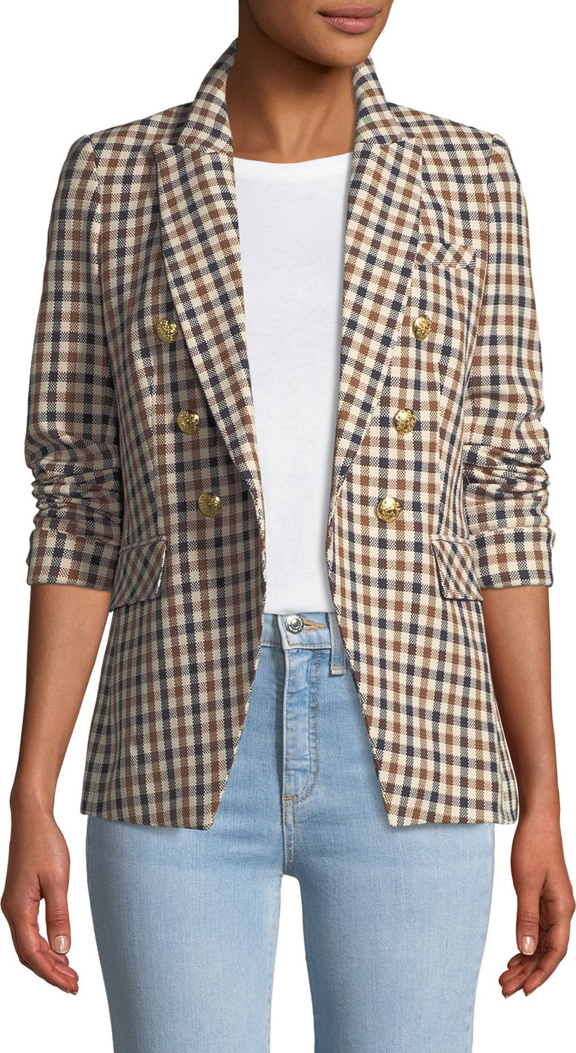 Veronica Beard Lonny Double-Breasted Check Dickey Jacket