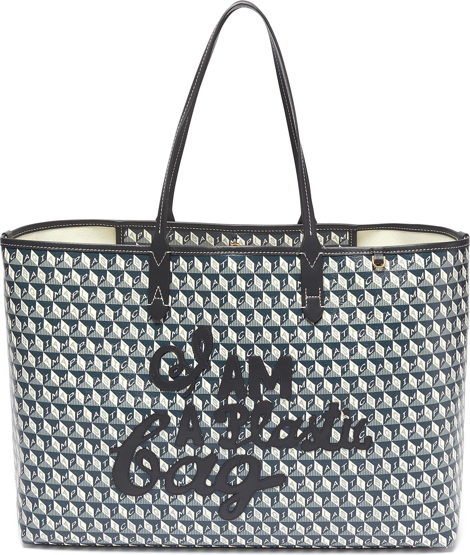 Anya Hindmarch I Am A Plastic Bag slogan embroidered tote bag