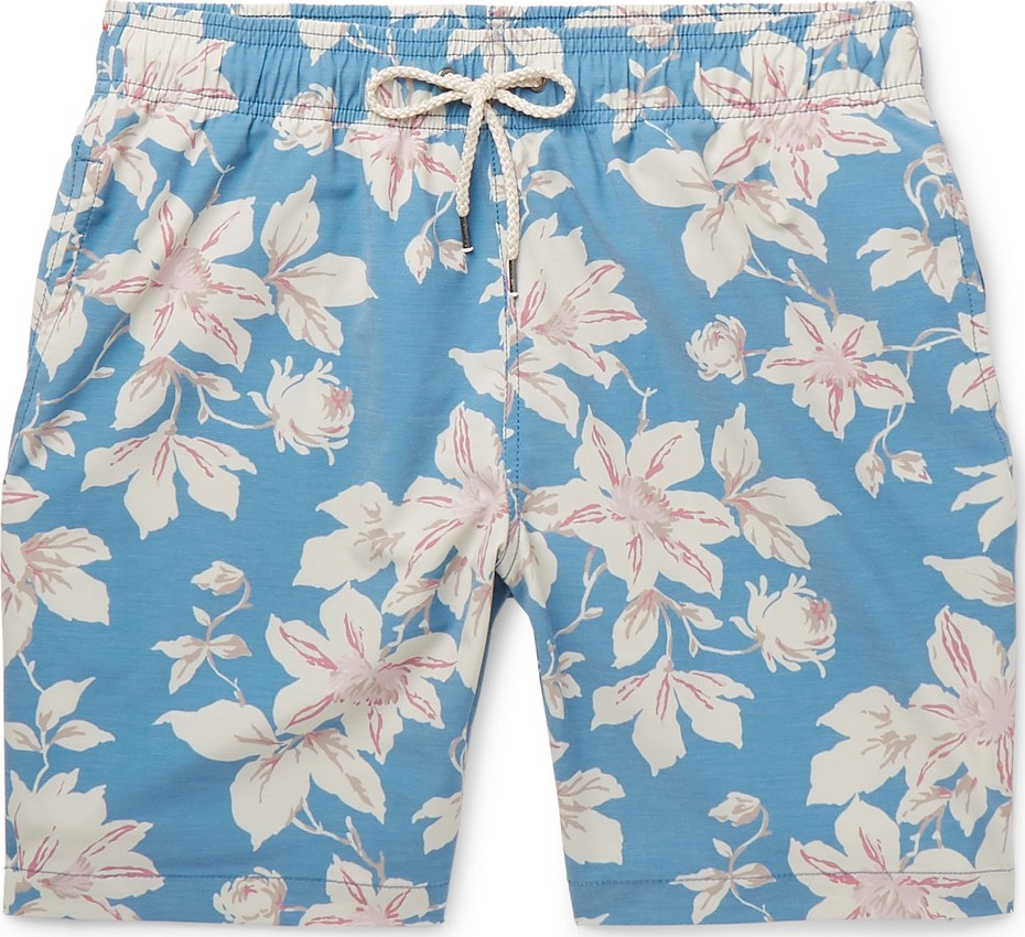 Faherty Beacon Wide-Leg Long-Length Floral-Print Swim Shorts