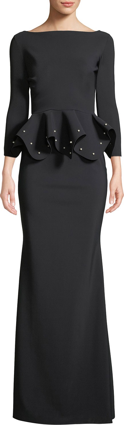 La Petite Robe di Chiara Boni Dulcinea Peplum Pearly-Bead Gown