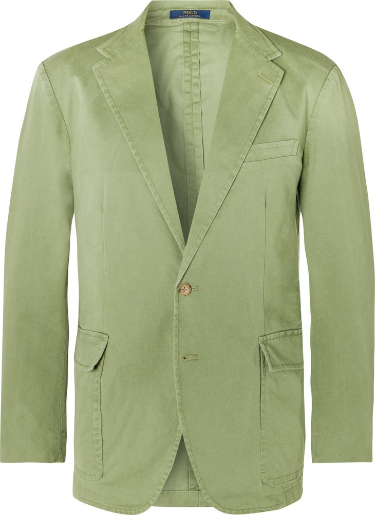 Polo Ralph Lauren Green Slim-Fit Unstructured Brushed Cotton-Blend Twill Blazer