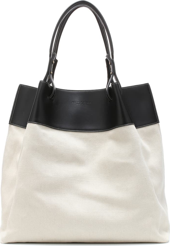 Bottega Veneta Quad leather-trimmed linen tote